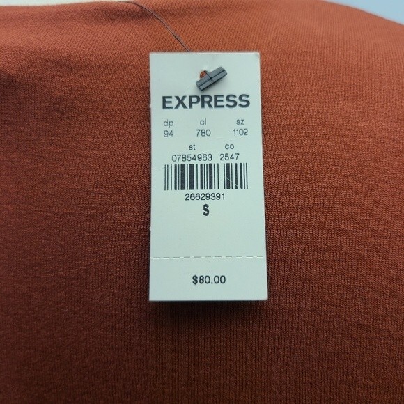 NWT EXPRESS Long Sleeve Cross Front Knit Comfortable Casual Night Midi Dress S - Picture 12 of 13
